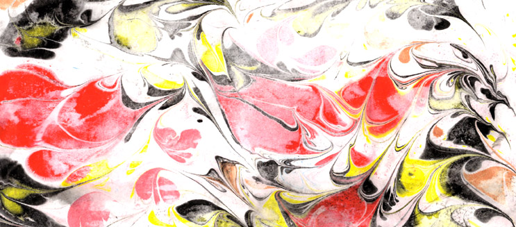 Red, Black and Yellow Marbled Paper